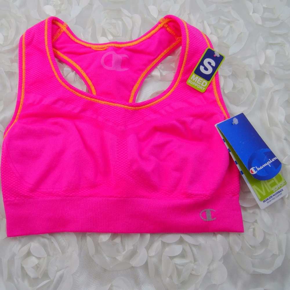Champion Seamless Raceback Sports Bra Pink Small