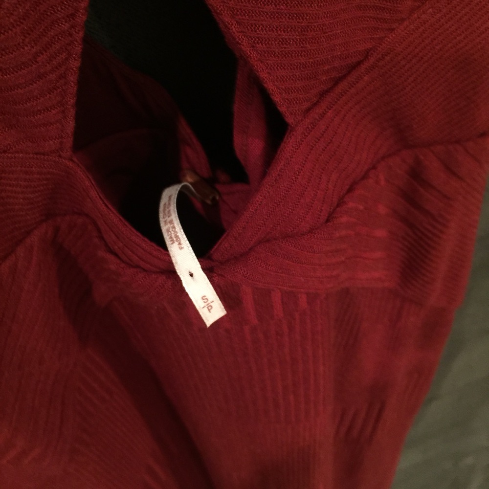 Free People Maroon bodycon midi cutout dress. - Picture 3 of 8