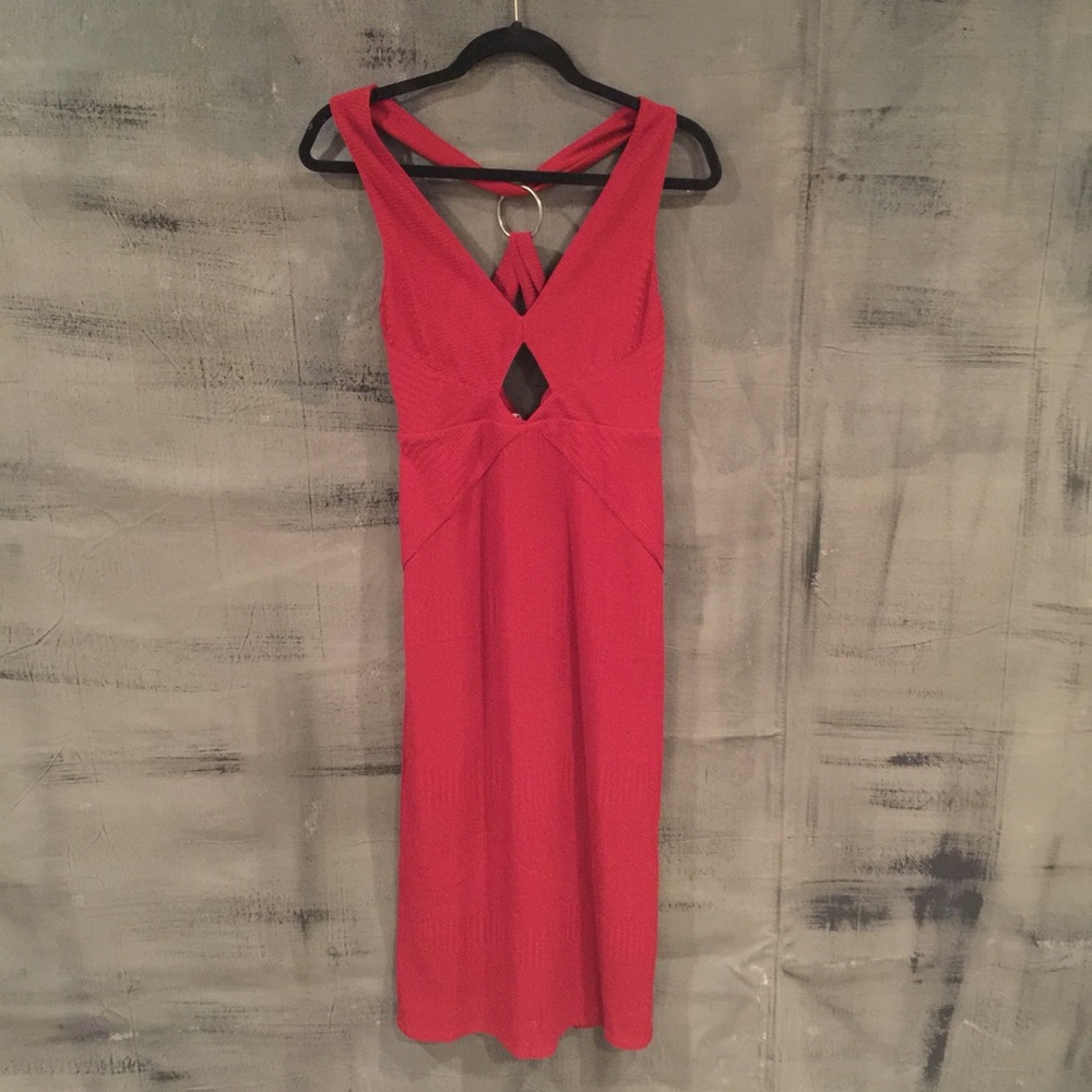 Free People Maroon bodycon midi cutout dress. - Picture 4 of 8