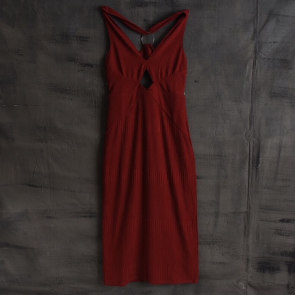 Free People Maroon bodycon midi cutout dress. - Picture 8 of 8