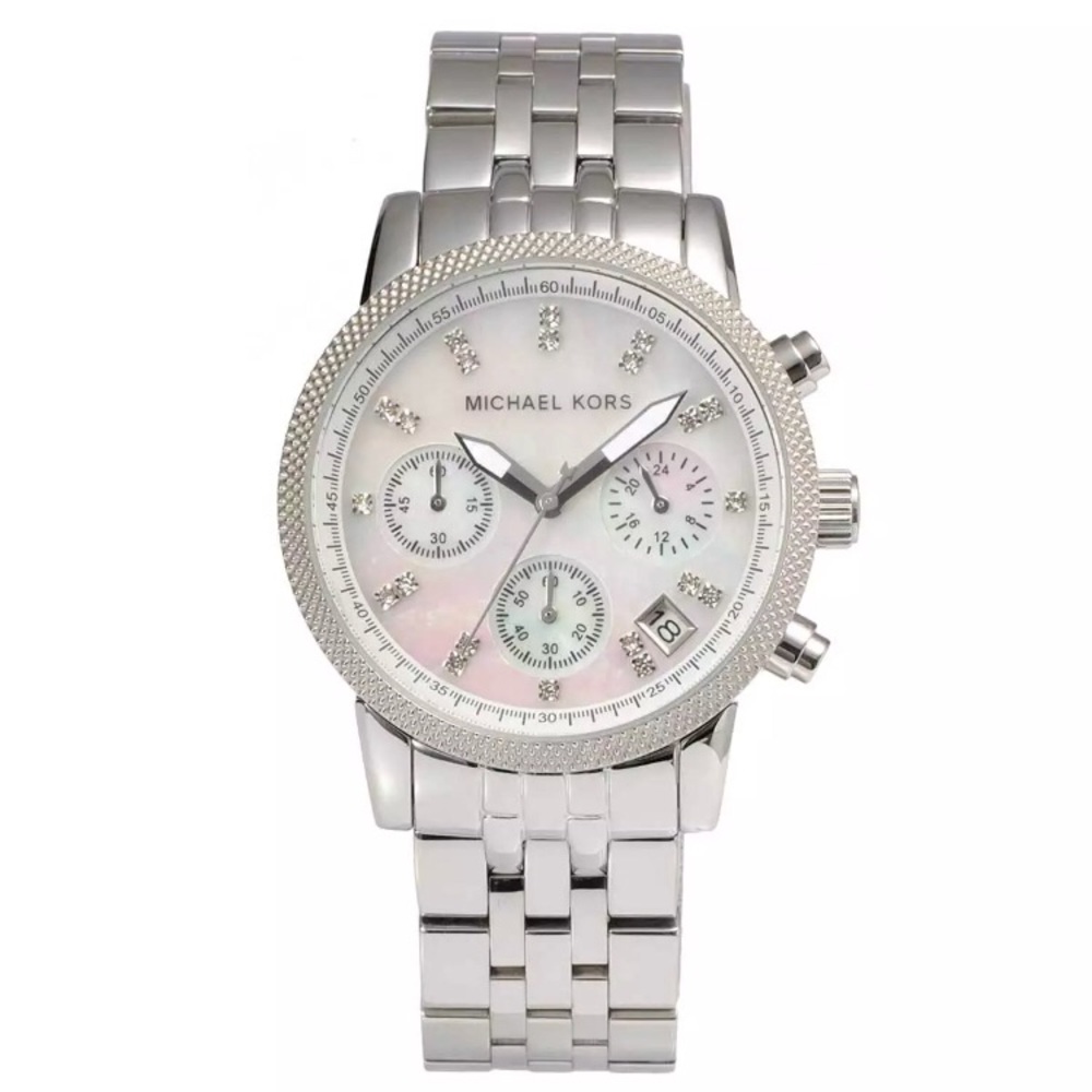 Michael Kors Silver Watch w/ Opal Face - MK5020