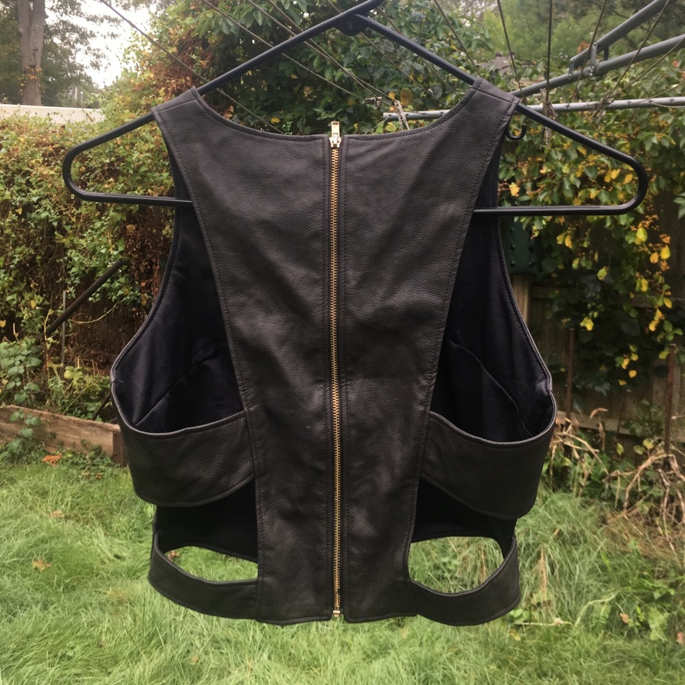 Faux leather crop top