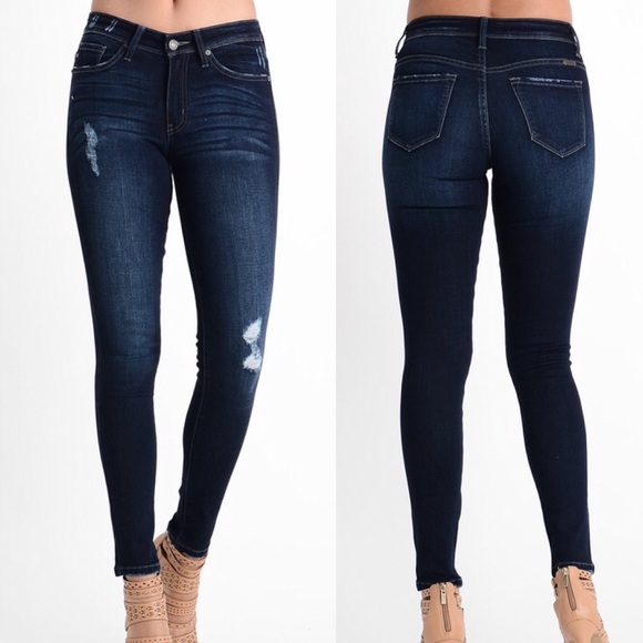 Dark wash light distressed jeans - Picture 6 of 6