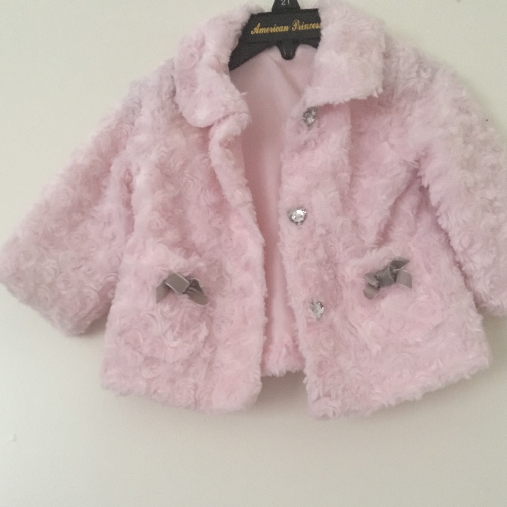 Mini Muffin Girls Pink Faux Fur Jacket Coat 12m