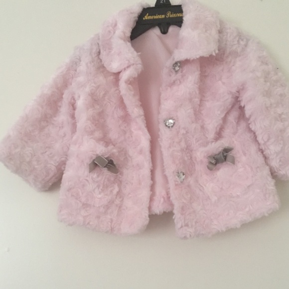 Mini Muffin Girls Pink Faux Fur Jacket Coat 12m - Picture 1 of 4