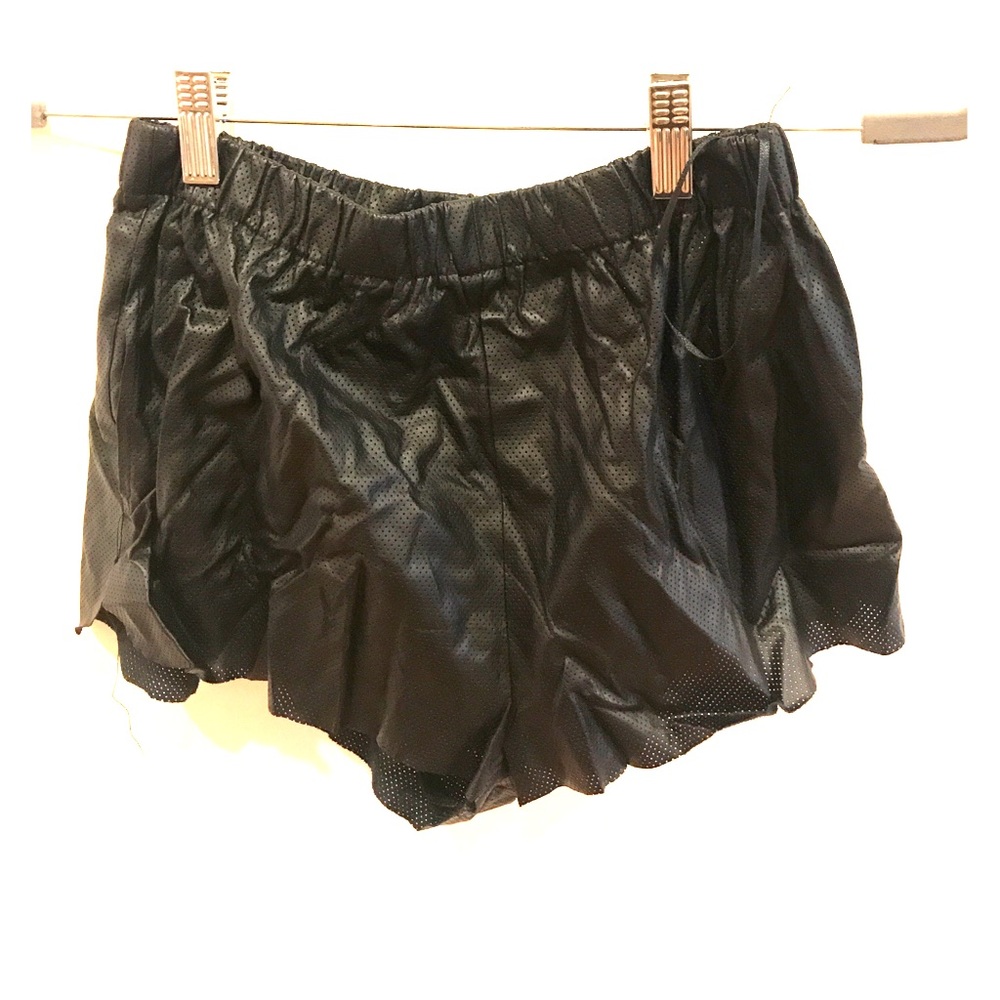 Style stalker black perforated leather shorts