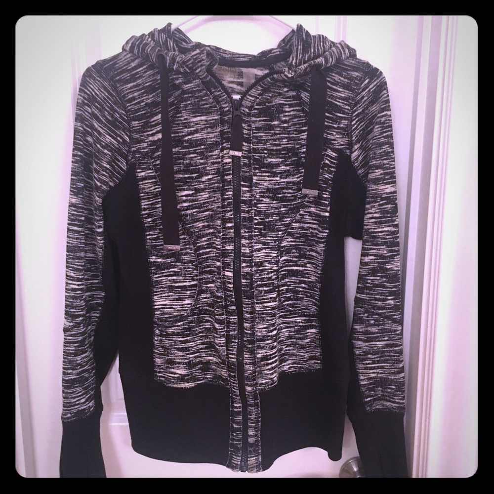 Zella black/white space dye full zip hoodie- small