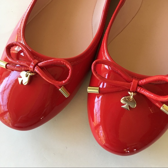 (Sold)NEW KATE SPADE red patent bow ballet - Picture 2 of 7