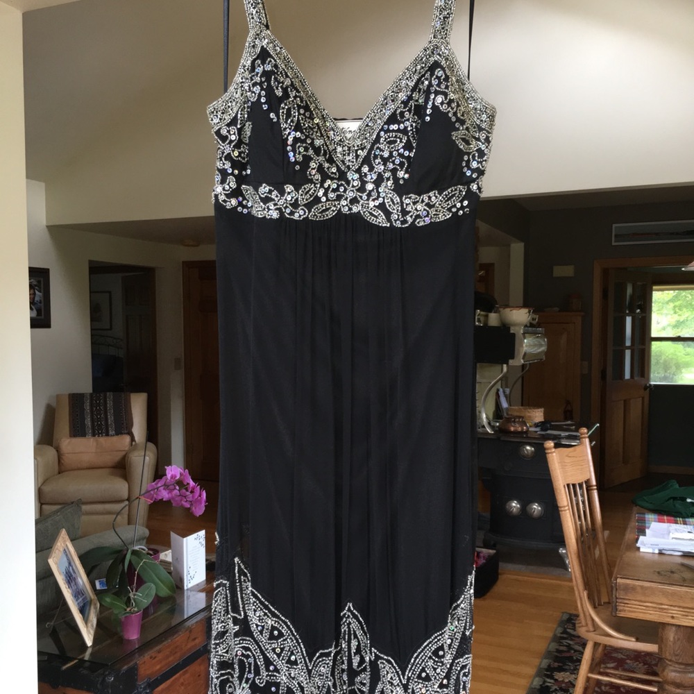 Black beaded formal dress