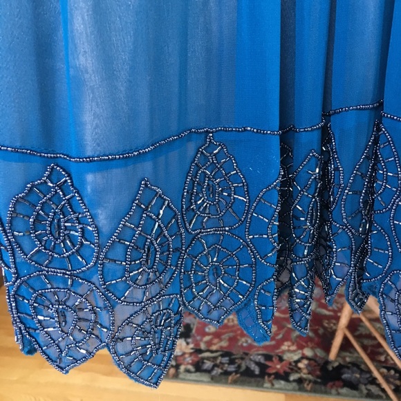 Navy beaded halter formal dress - Picture 2 of 5