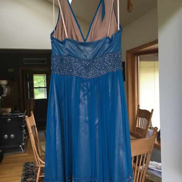 Navy beaded halter formal dress - Picture 4 of 5