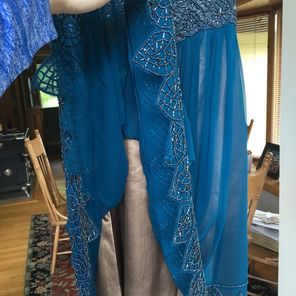 Navy beaded halter formal dress - Picture 5 of 5