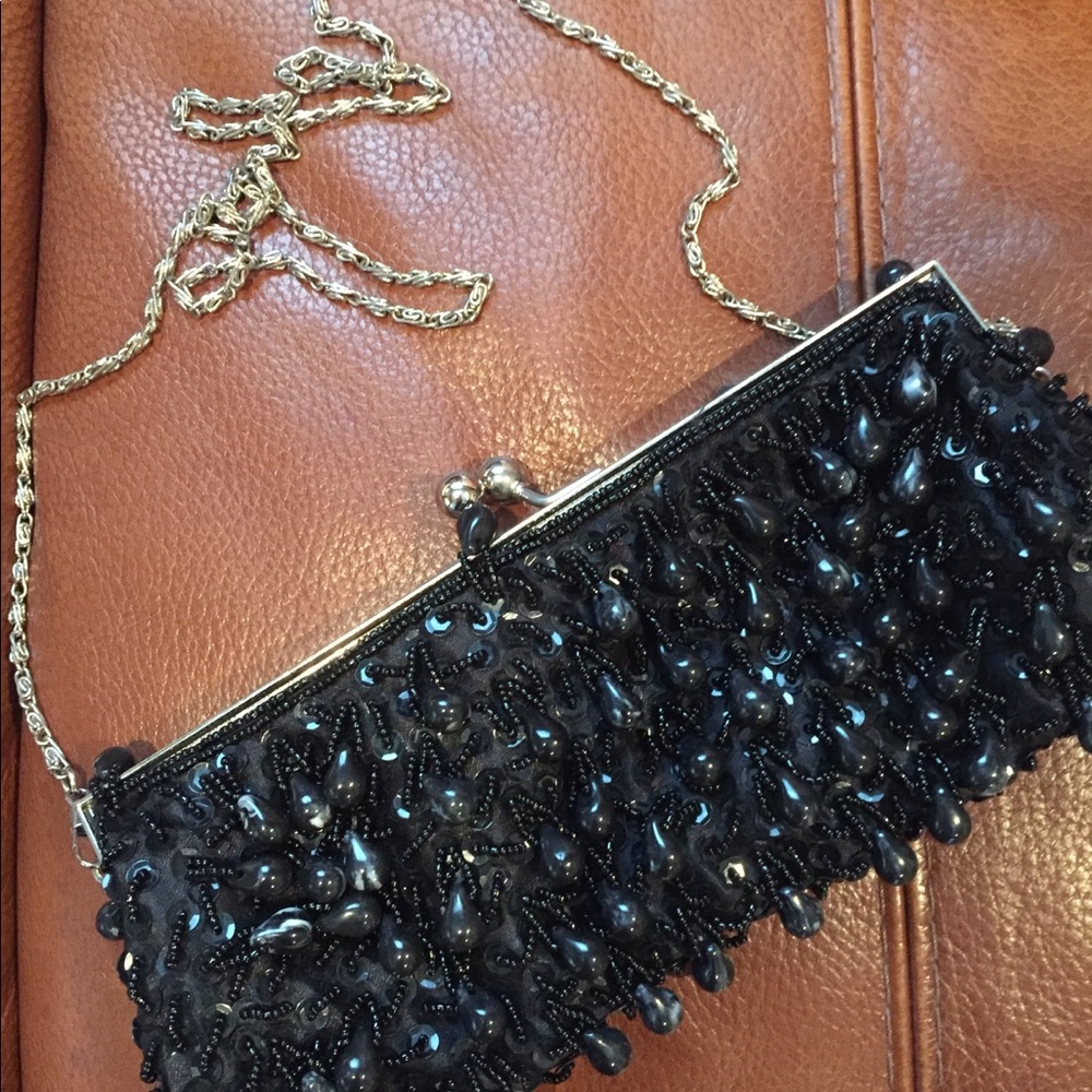 Beaded black evening bag