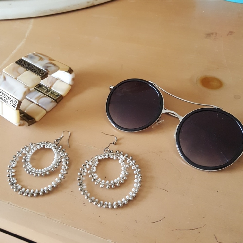 Chic Earings with Silver and White Accents