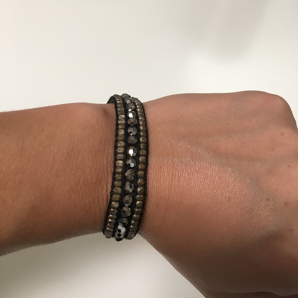 Stone Bracelet with Black, Gold & Gunmetal