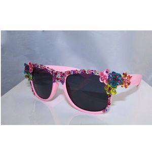 Pink Custom Sunglasses Swarovski Crystals Floral