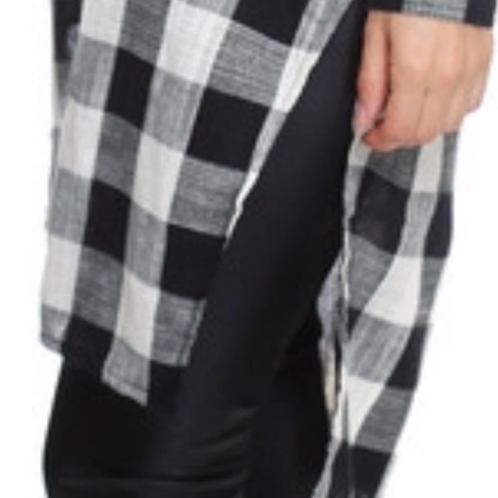 Long Plaid Top with Side Slits - Picture 8 of 8