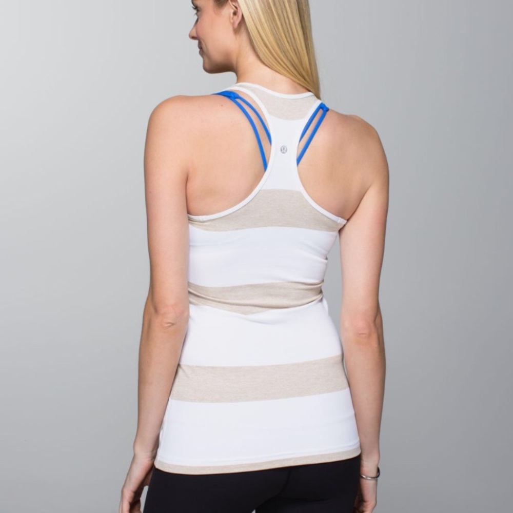 Lululemon NEW cool racerback gold and white stripe