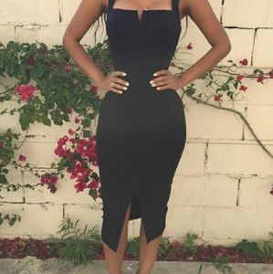 Midi black cocktail dress