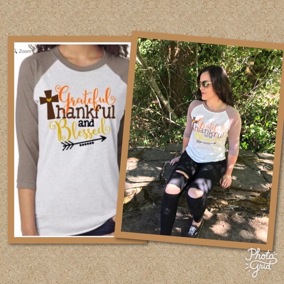 ✨Host Pick✨Grateful Thankful Blessed Tee - Picture 2 of 2
