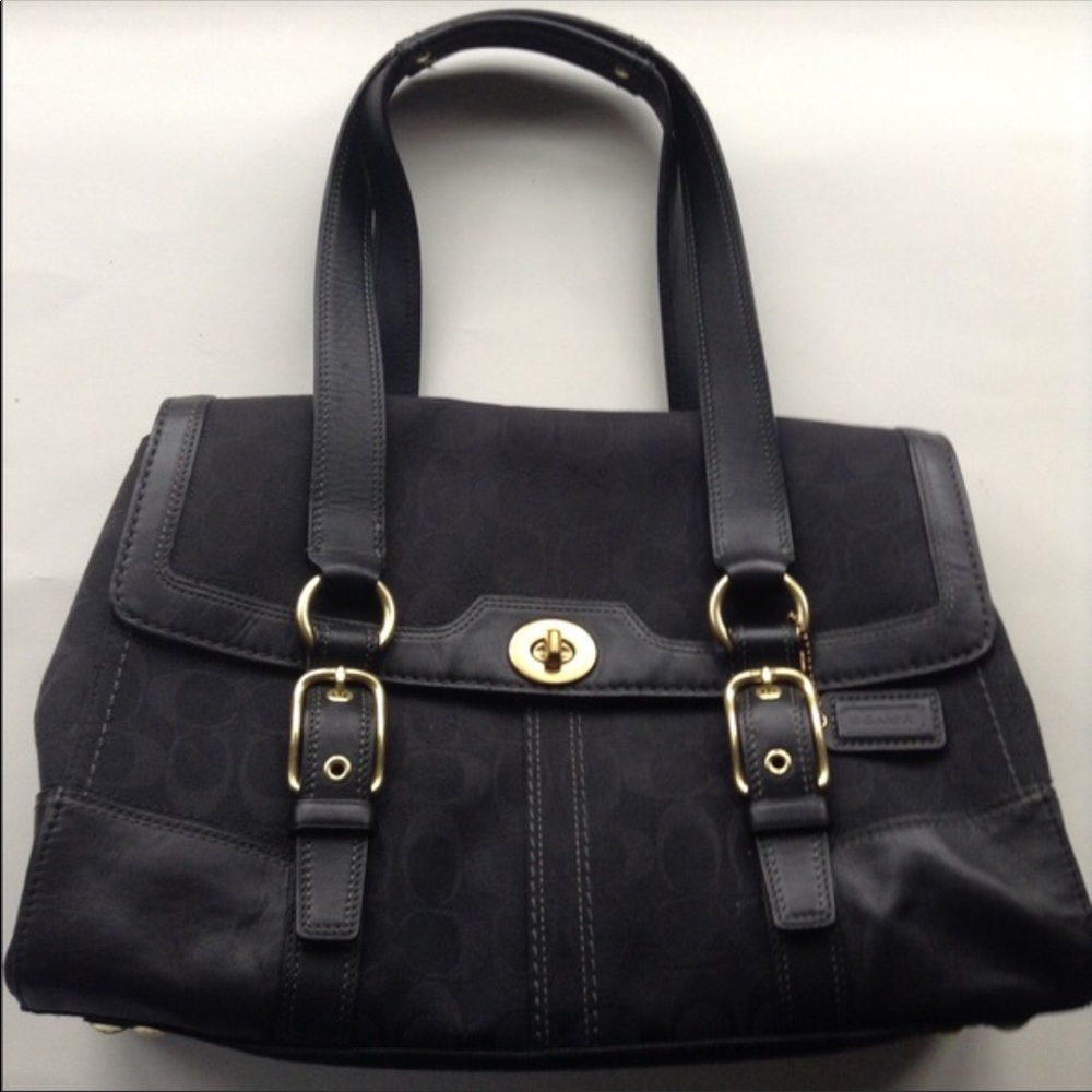 LIKE NEW COACH HAMPTON black satchel handbag purse