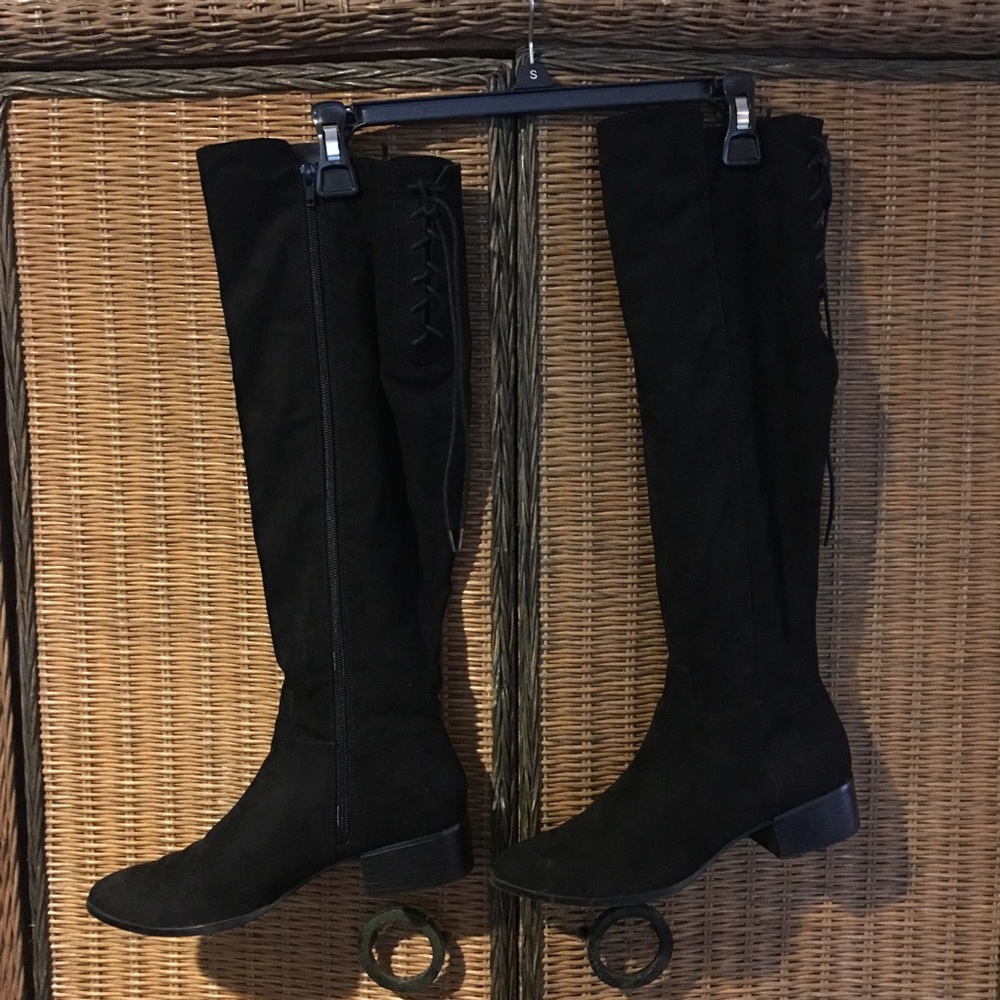 H&M size 8 knee high black faux suede boots