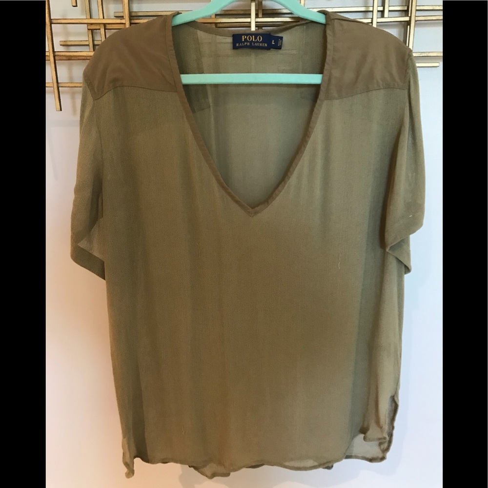 Fun gauze army green top
