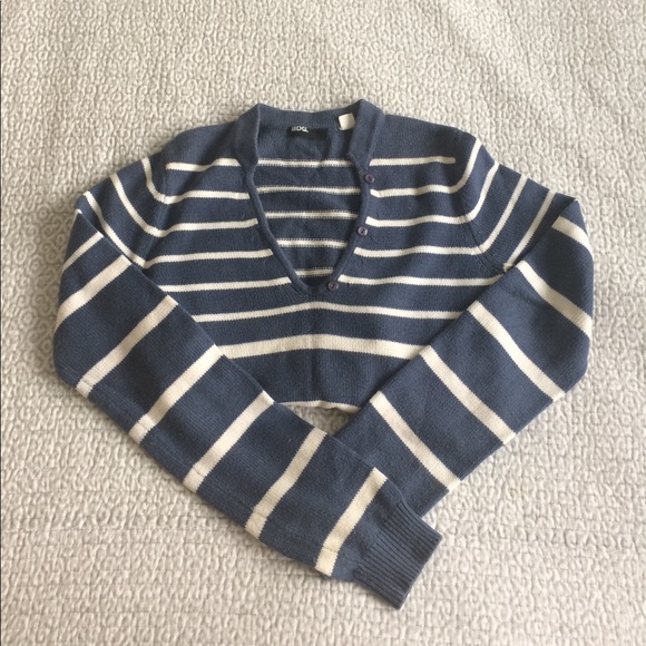 Blue and White Striped BDG Sweater - Picture 3 of 4