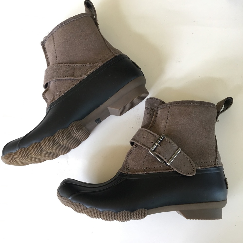 NEW SPERRY black tan winter waterproof fleece boot