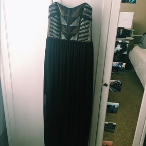Strapless Mixed Metal Gown