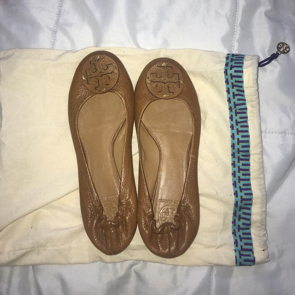 Tory burch brown reva flats
