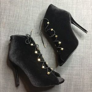 Suede lace up high heels