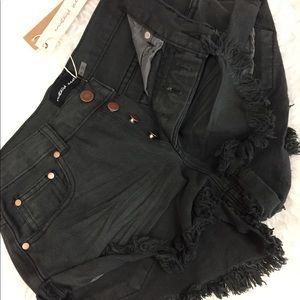 Charcoal Grey Fringed Shorts