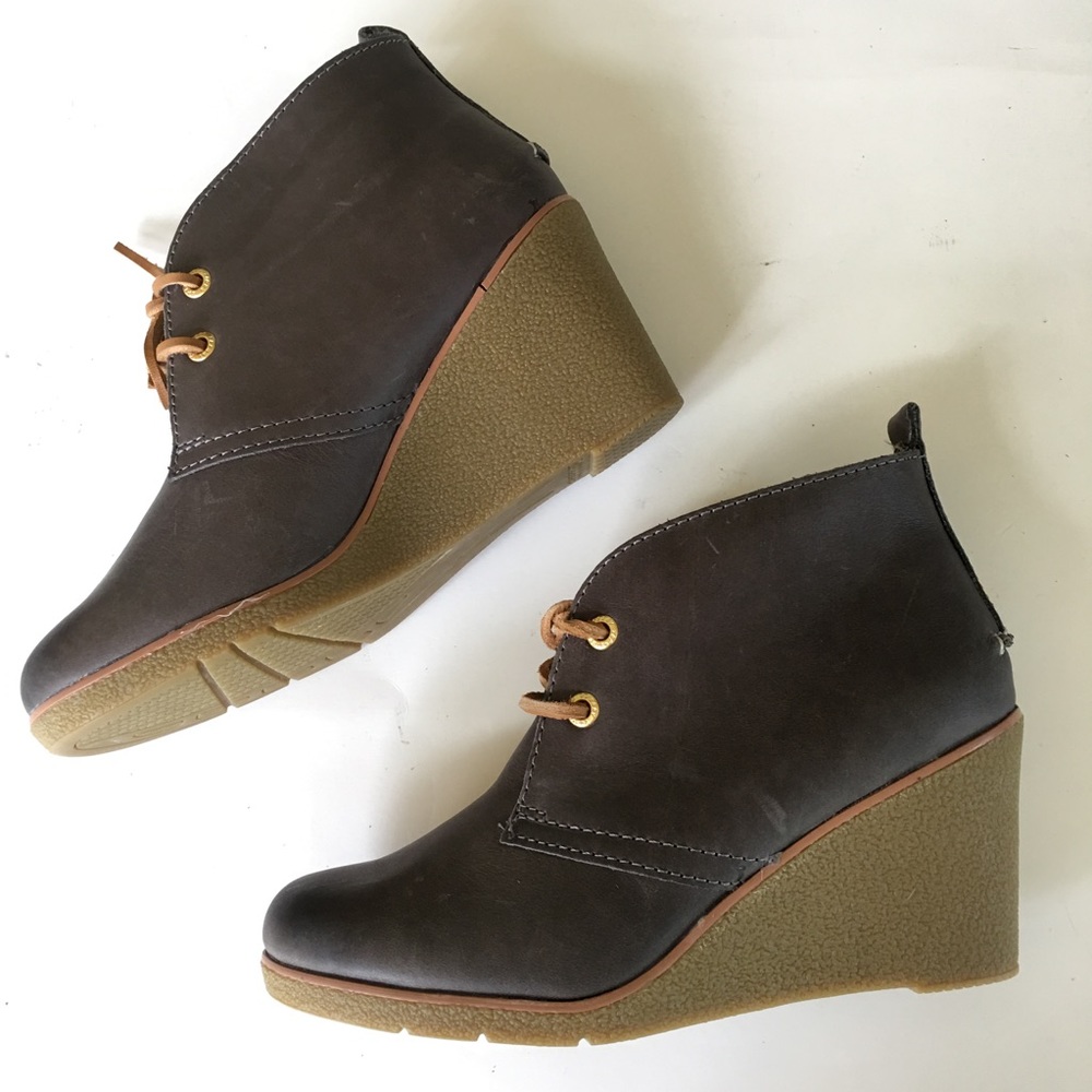 NEW SPERRY wedge ankle chukka grey brown boot 37