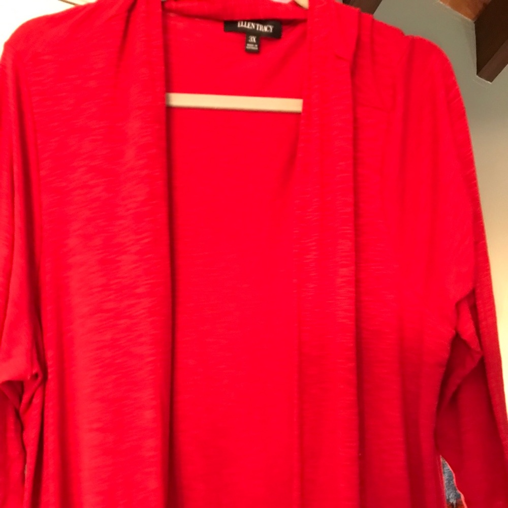 Ellen Tracy red cardigan.. lightweight 3x