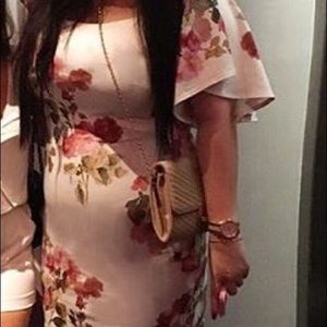 Women's white floral print plus size dress.