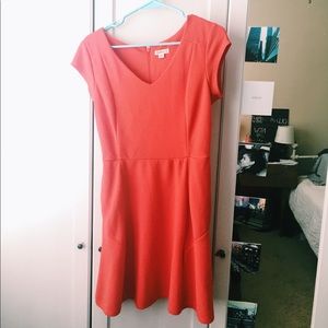 Coral V-neck skater dress