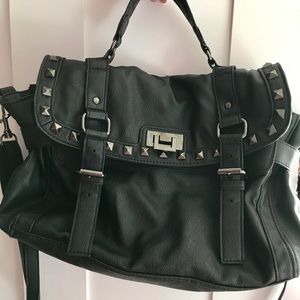 Black studded fold over bag