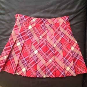 American apparel Pink Plaid Tennis Pleated Skirt