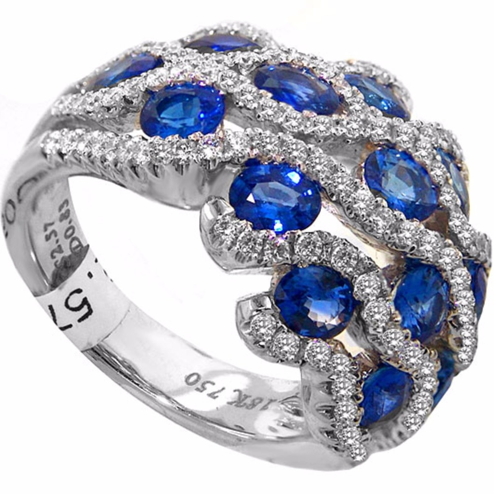 Sapphire & Diamond Ring 18kt white gold BEAUTIFUL!