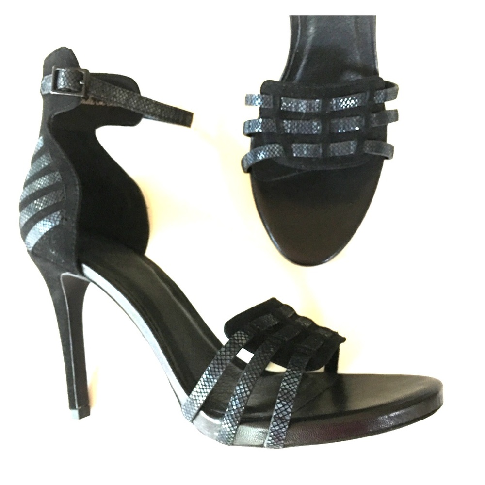 NEW JOIE black leather high sandals ankle strap 9