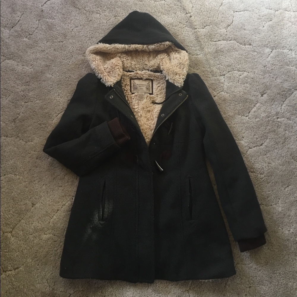 Ruff hewn wool pea coat