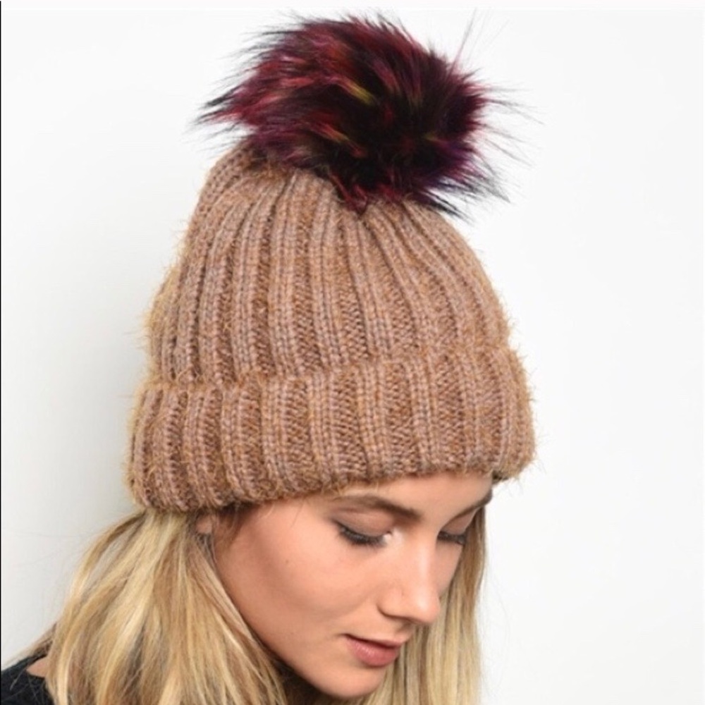 Winter Knit Pom Pom Hat - Picture 2 of 2