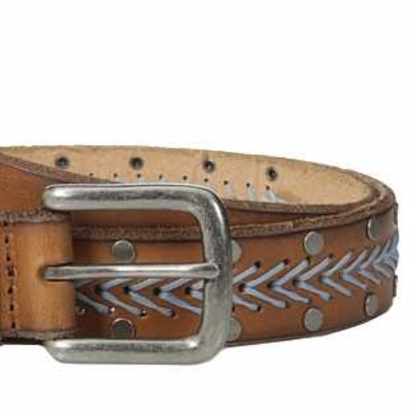 HP Cowboysbelt Tan Leather Belt w/ Blue Stitching - Picture 2 of 3