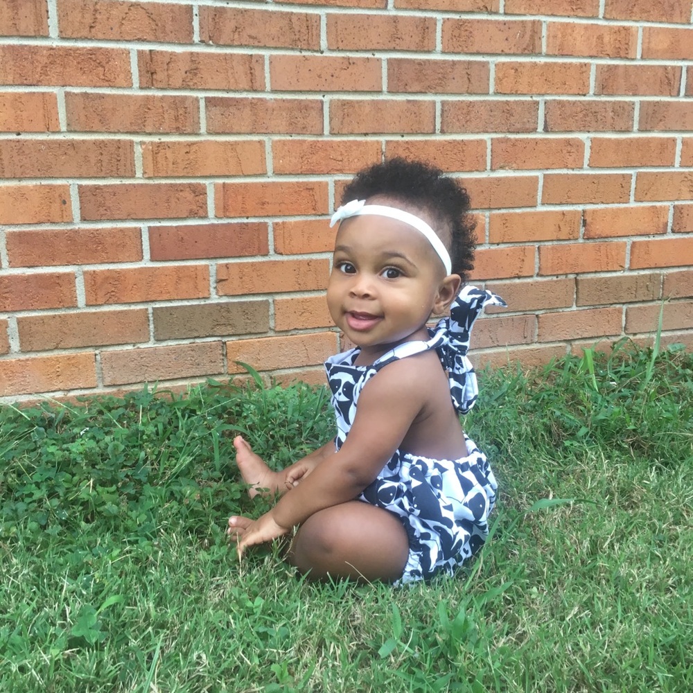 Handmade halter bubble romper.