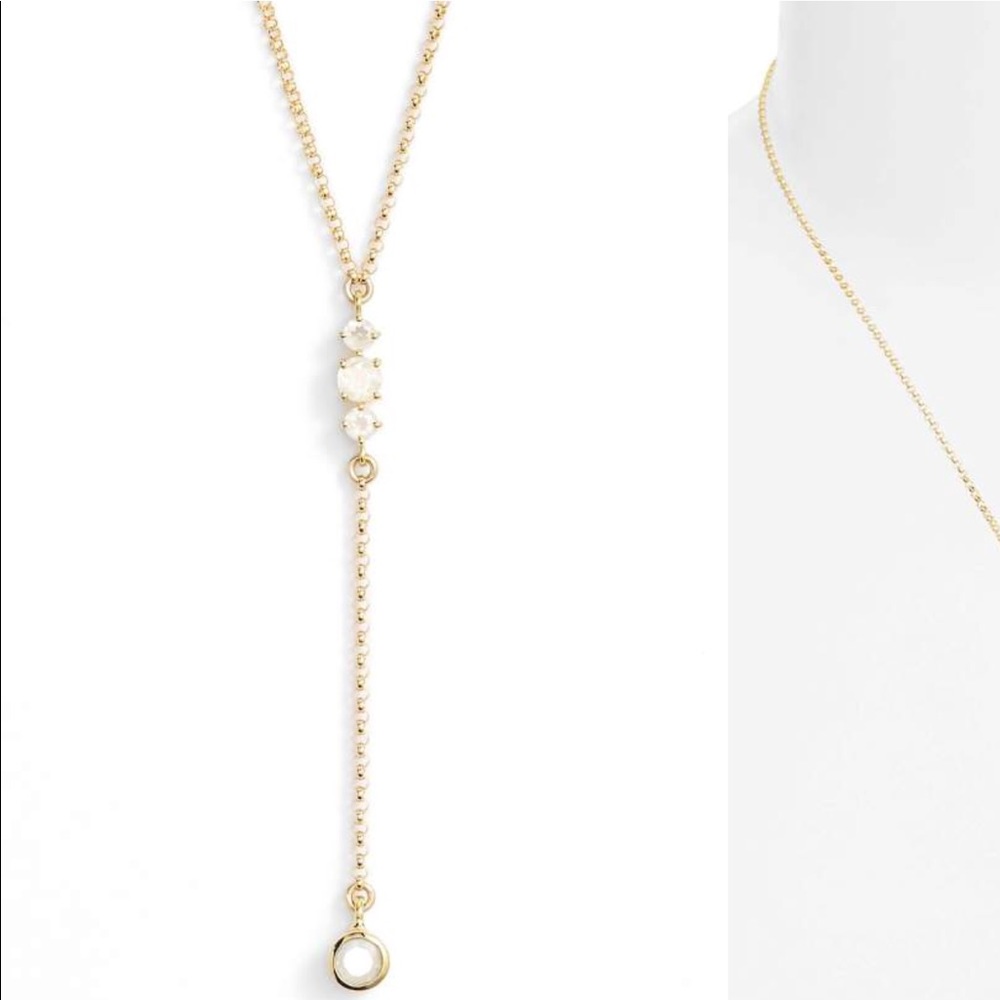 Leah Alexandra moonstone & gold Y-necklace