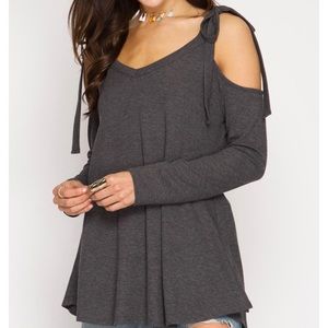 LAST ONE ‼️ Grey Top with Shoulder Tie