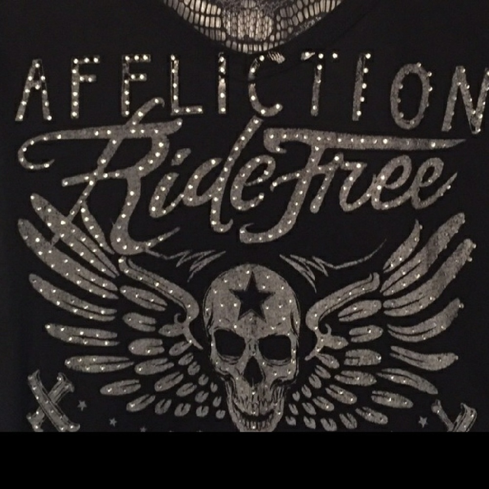 Affliction Bling and Lace Skull Top