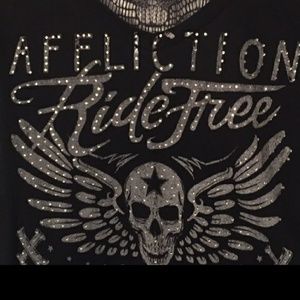 Affliction Bling and Lace Skull Top