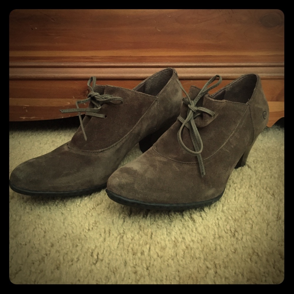 Dark green suede booties